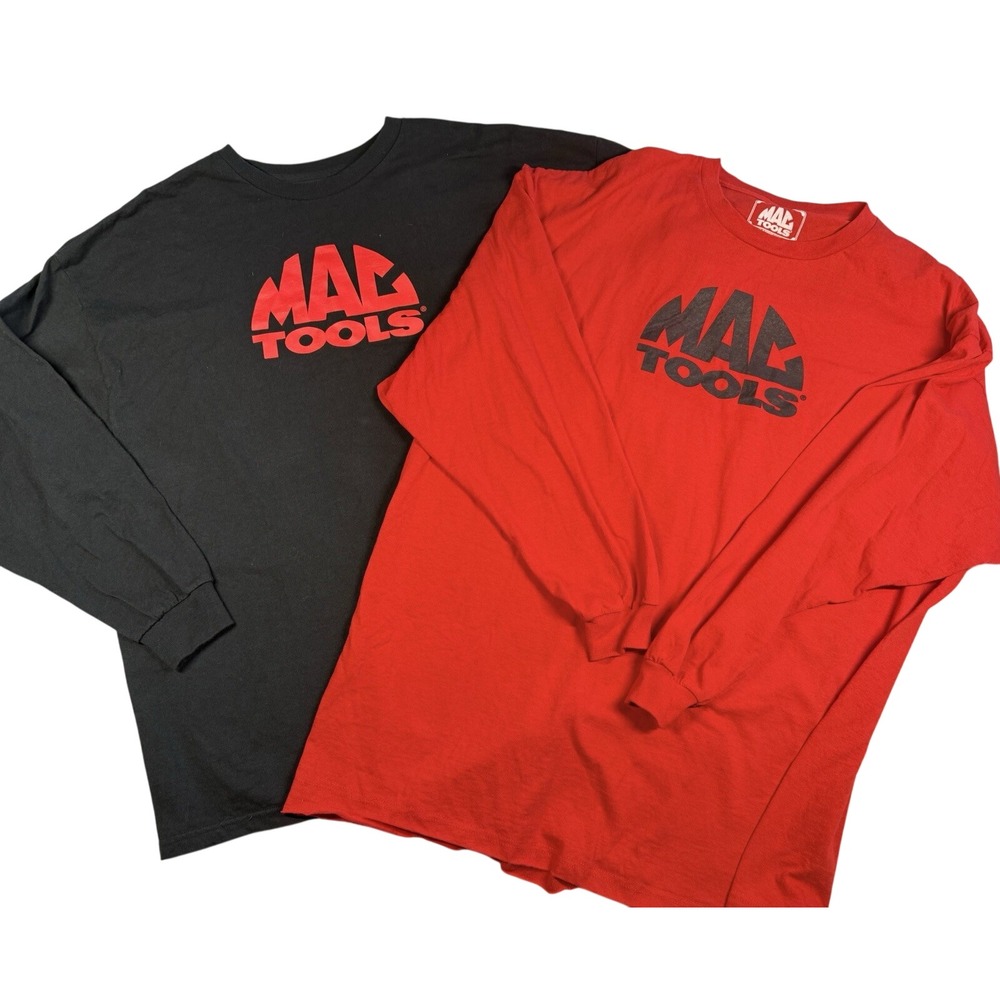 LOT of 2 MAC Tools Long Sleeve Shirts Men 3XL Red Black 100% Cotton Logo Grunge
